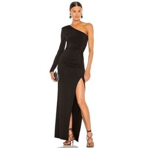 Michael Costello x REVOLVE Gilly One-Shoulder Maxi Dress – Black (NWT)